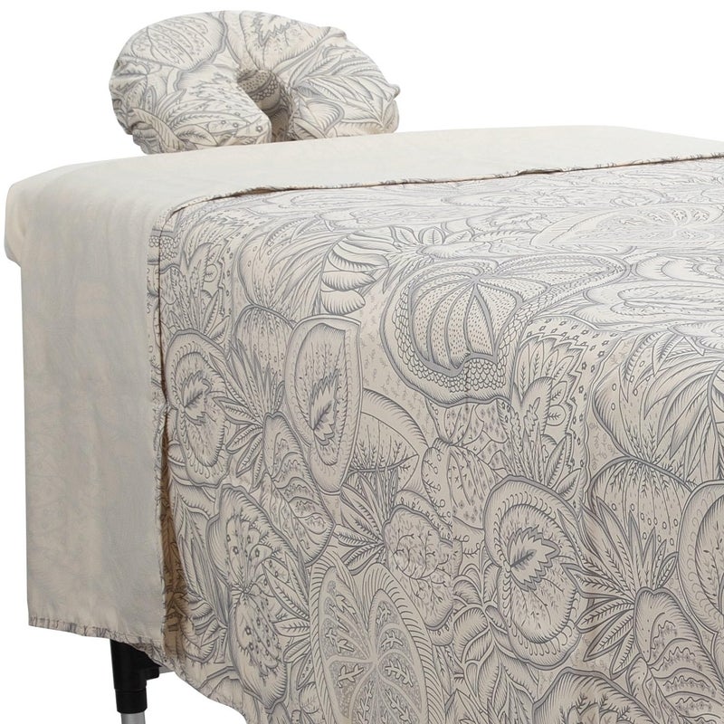 ForPro Premium Designer Microfiber 3Piece Massage Sheet Set Island Tranquility Stain and WrinkleResistant Includes Massage Flat Sheet Fitted Sheet and Face Rest Cover Natural 36 x 77 x 7